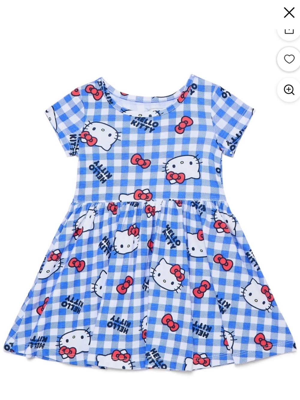 Hello Kitty Toddler Girls Dress | Blue Gingham Print | Size 5T | NWT